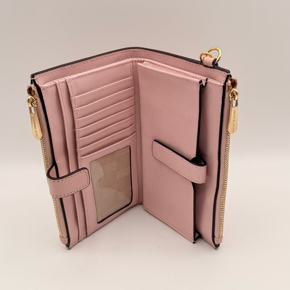 Michael Kors Adele Pebbled Leather Smartphone Wallet Wristlet Pink Women - Picture 7 of 11